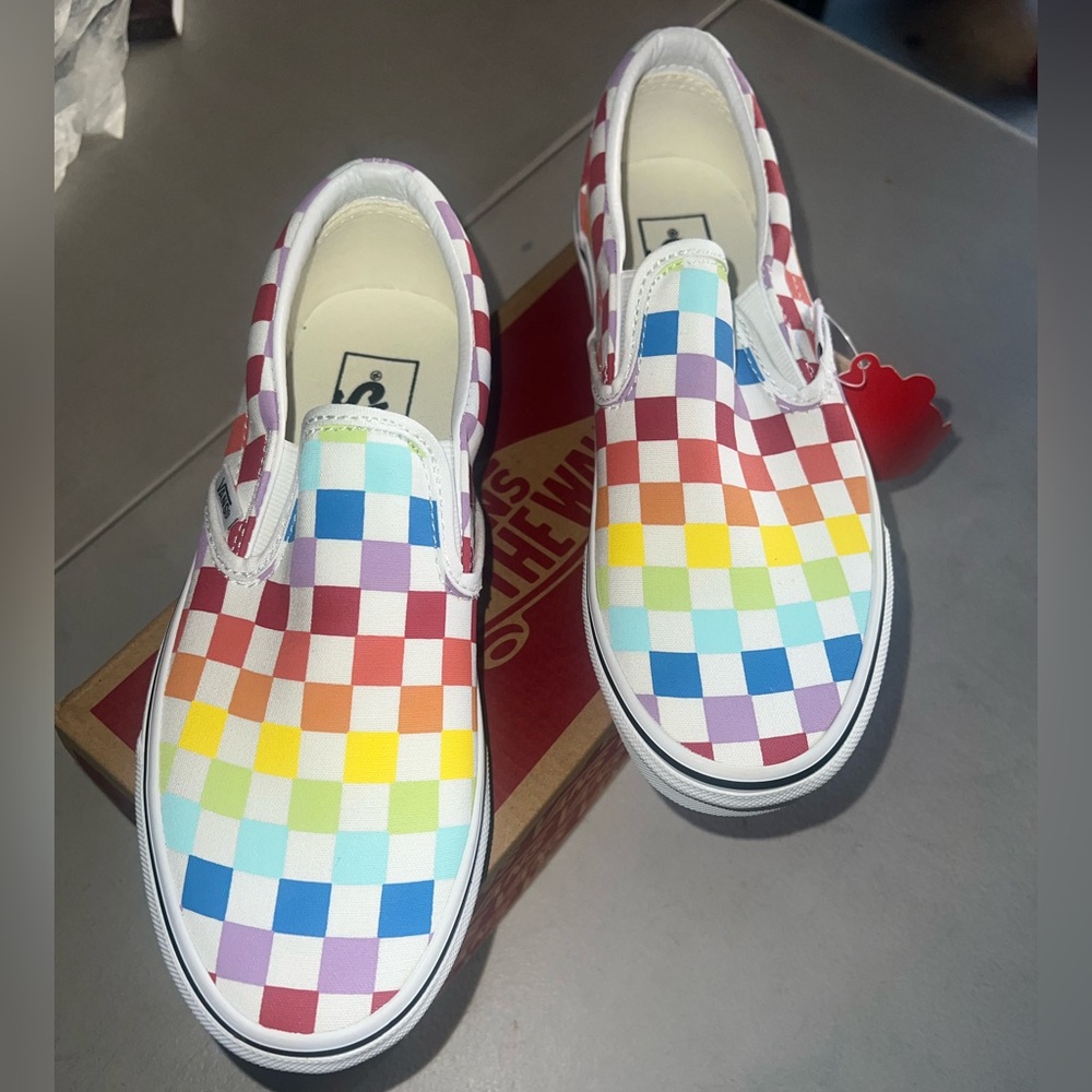 Vans Red and Orange Slip-On Sneakers Vibrant Design